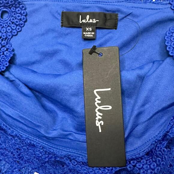 Lulus Women’s Size Small Blue Knitted Crotchet Fringe Top Brand New With Tag - Picture 2 of 3